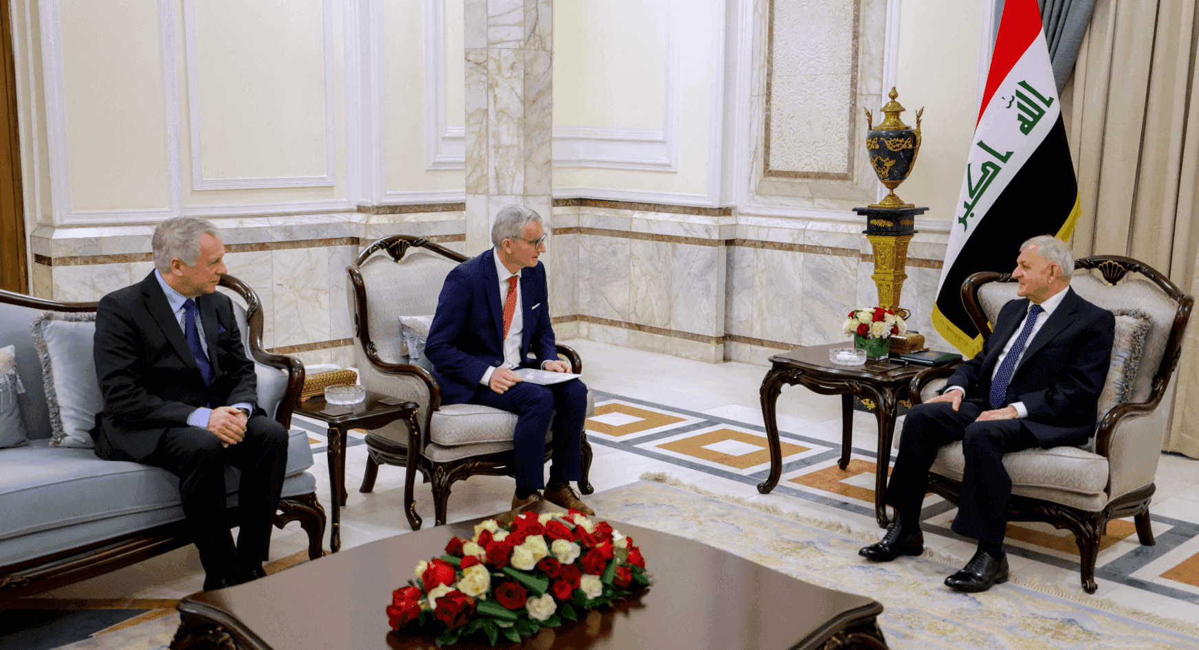 Dr. Hermann Sterzinger and Hans-Peter Gier meeting with the President of the Republic of Iraq